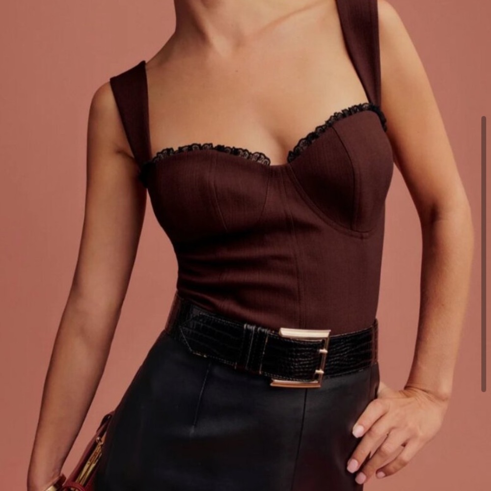 NWT Reformation Alisa Lace Up Top - Bordeaux Burgundy - Picture 1 of 14